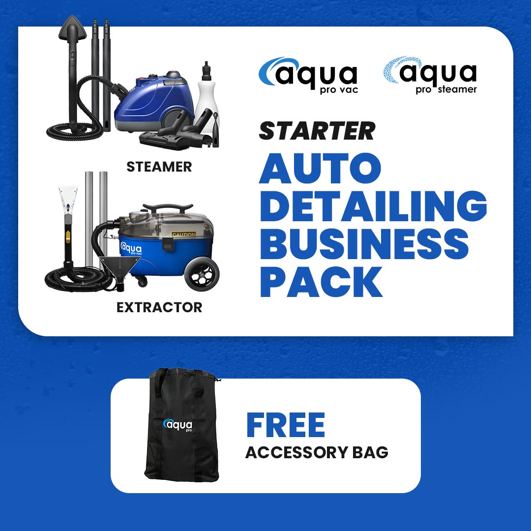 Starter Auto Detailing Business Pack with steamer, extractor, and free accessory bag by Aqua Pro Vac.