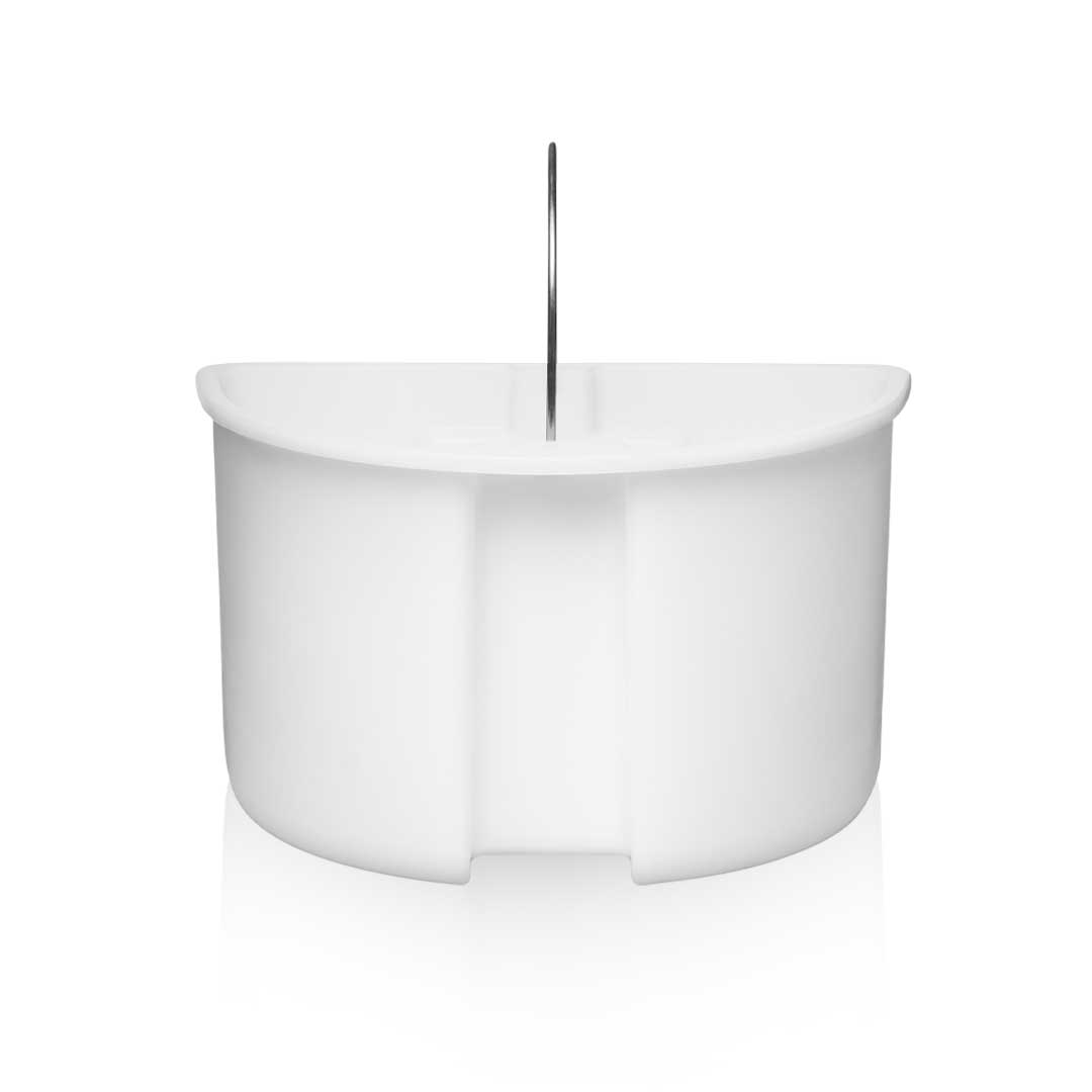 White plastic removable waste water tank with a metal handle for Aqua Pro Vac.