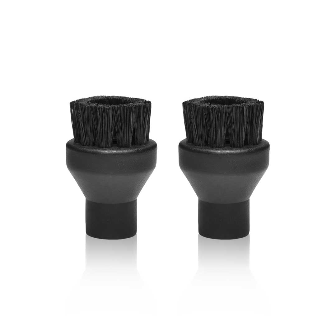 Aqua Pro Steamer's two round brushes with dense bristles attachment for scrubbing and removing dirt from surfaces.