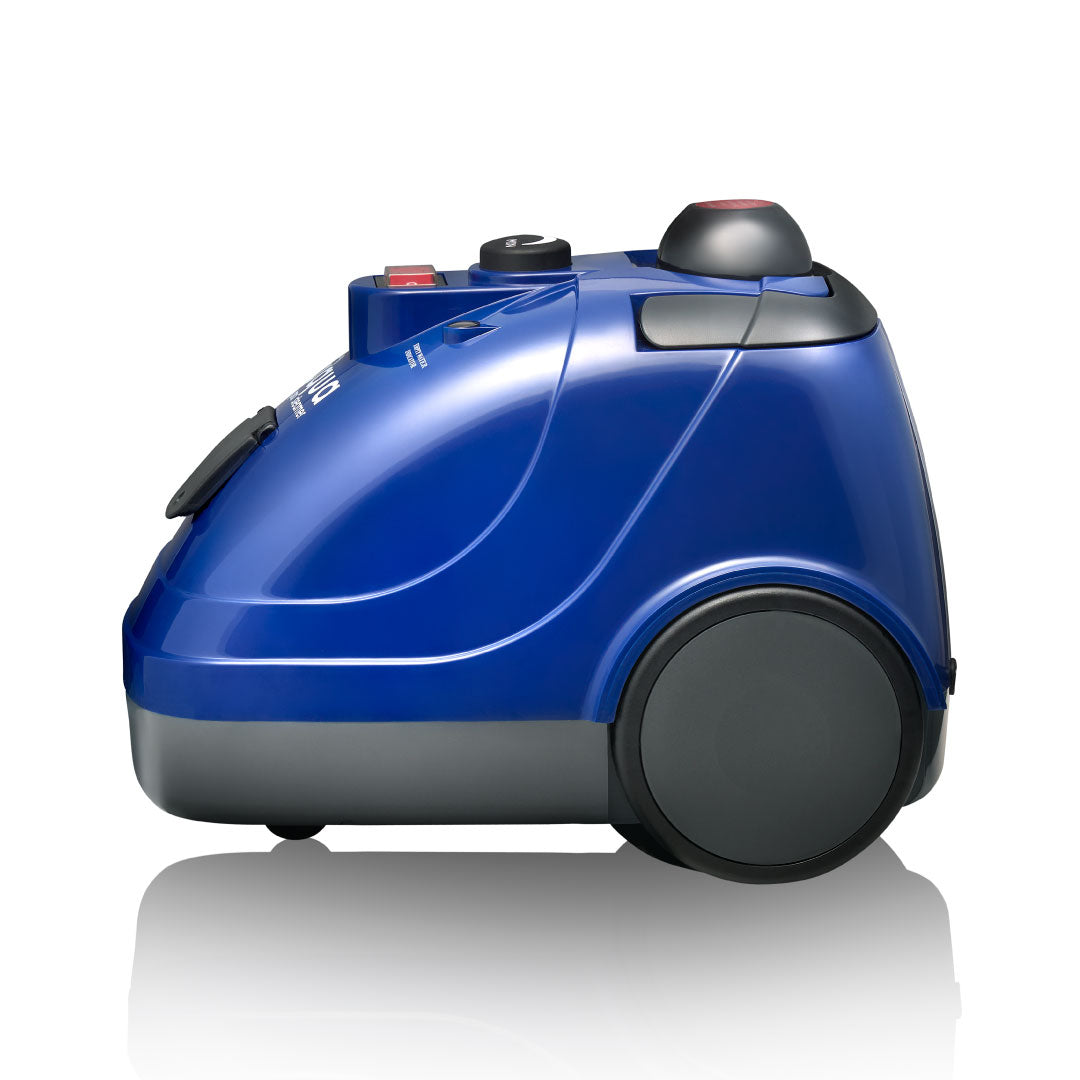 Side view of the blue Aqua Pro Steamer machine body.