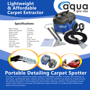 Portable Carpet Extractor - The Aqua Pro Vac for mobile auto detailing